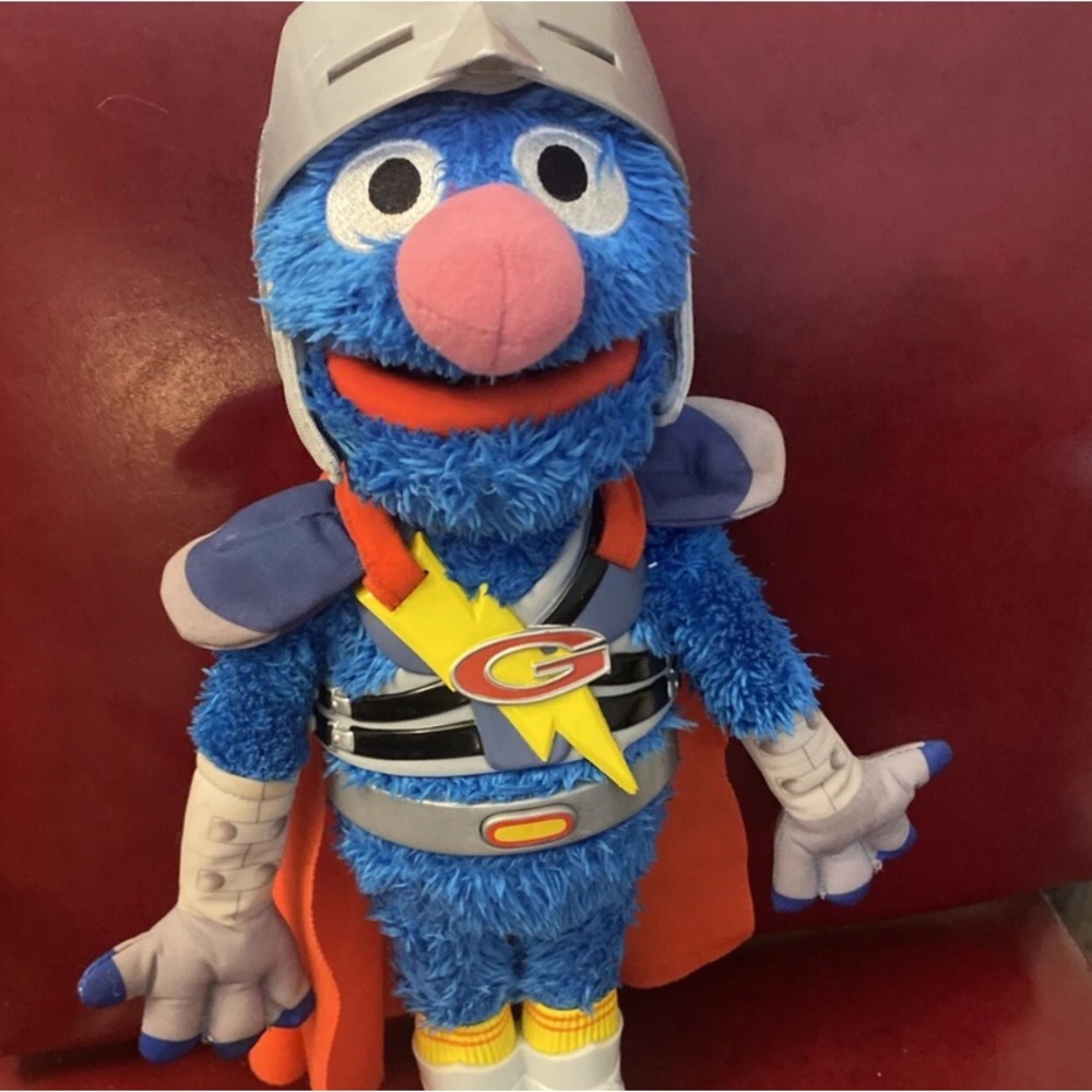 Sesame Street Super Grover Plush - talking toy some sign of age discolouration